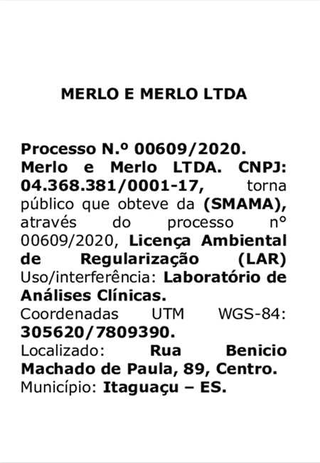 Licença Ambiental Obtida - Merlo e Merlo LTDA